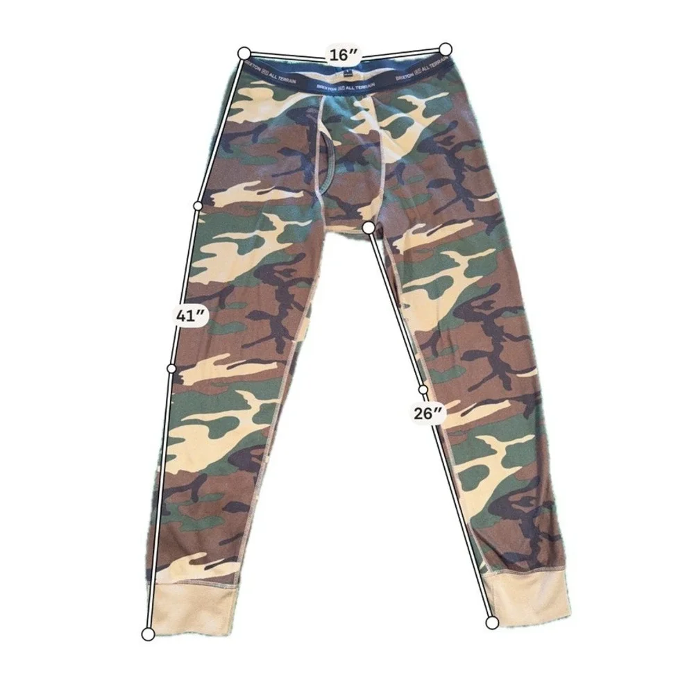 Brixton Thermal Base Layer Mens Large Camo Excellent All Terrain Long Johns